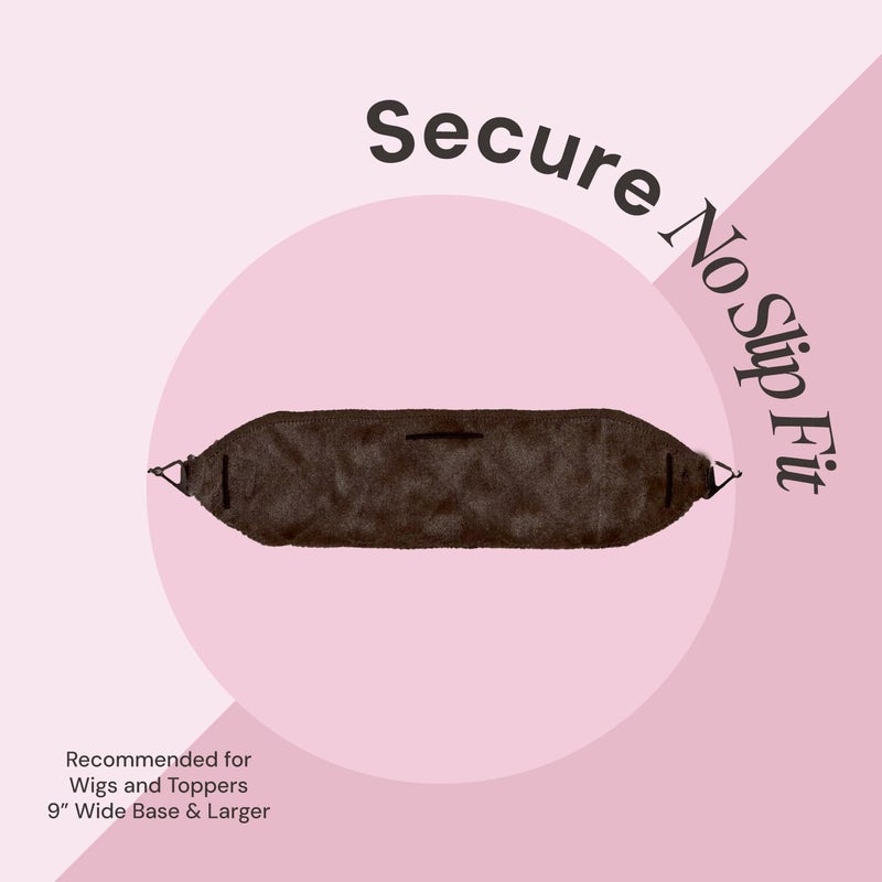 MILANO COLLECTION Glueless Top Grip for Hair Topper & Wiglets, Adjustable Translucent Strap with Side Openings, Top Headband for Your Wig or Topper, Includes Clips, Brown, Large - Image 3